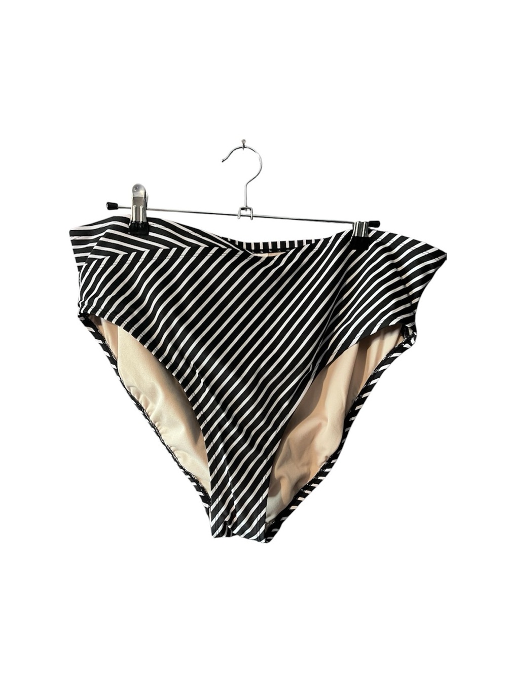 5/$25 Kona Sol Plus Size High Waisted Black Striped Bikini Bottoms
